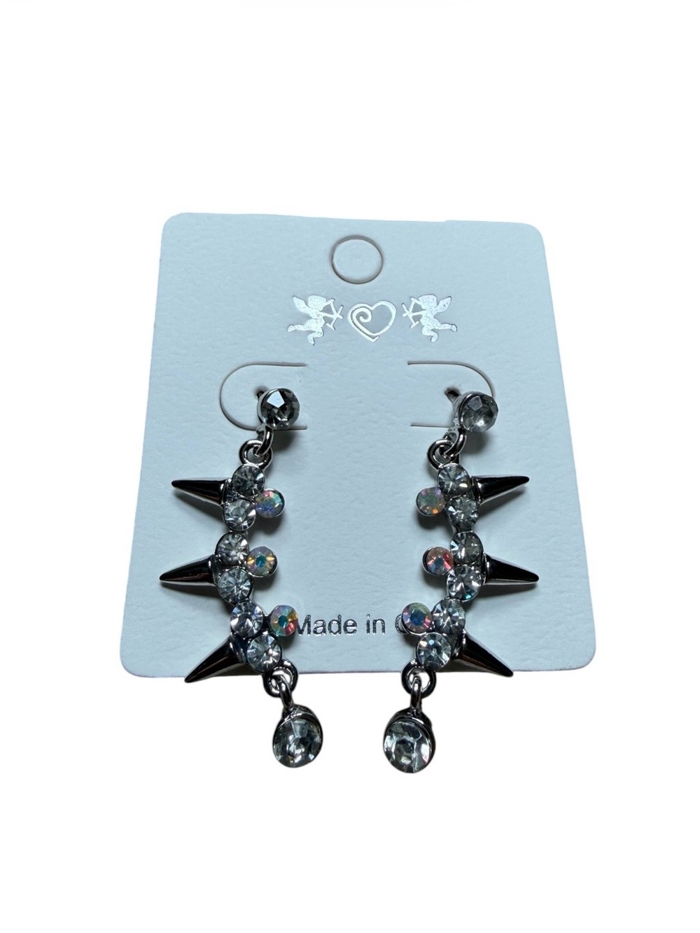 Silver Spike Dangle Earrings